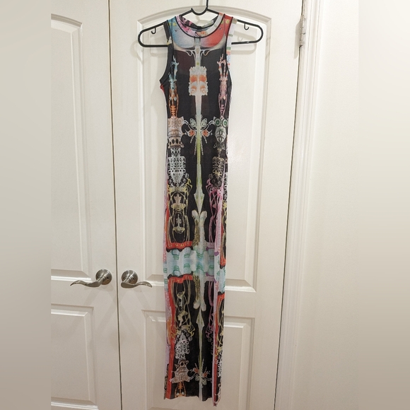 2. NWT SKIMS SUMMER MESH HIGH NECK LONG DRESS IN ORCHID CABINET - Picture 6 of 8